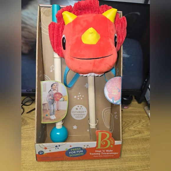 Hop 'N' Ride Triceratops - Red and Yellow - Picture 1 of 6